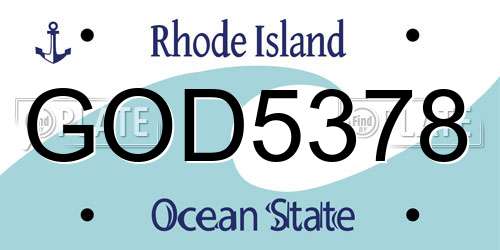 GOD5378 Rhode Island License Plate