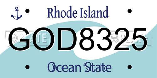 GOD8325 Rhode Island License Plate