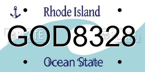 GOD8328 Rhode Island License Plate