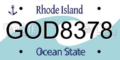 GOD8378 Rhode Island License Plate