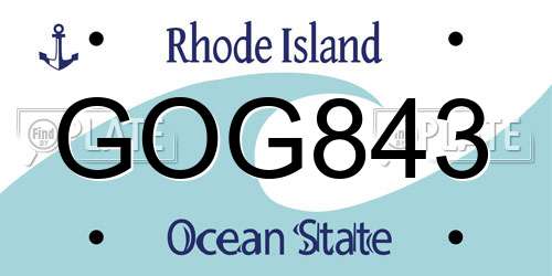 GOG843 Rhode Island License Plate