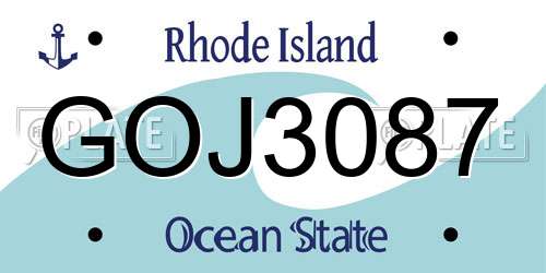GOJ3087 Rhode Island License Plate