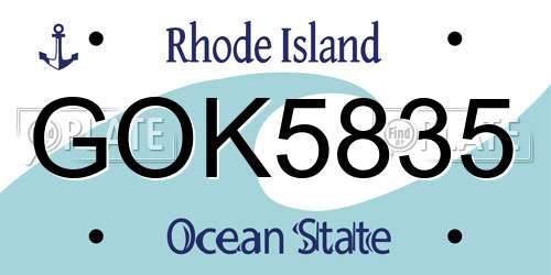 GOK5835 Rhode Island License Plate