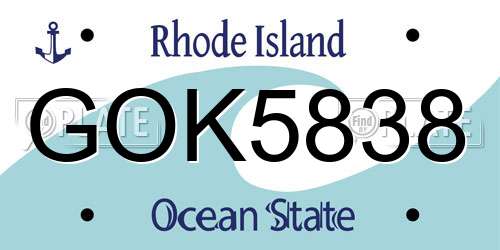 GOK5838 Rhode Island License Plate