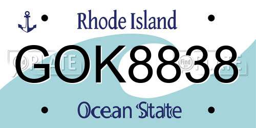 GOK8838 Rhode Island License Plate