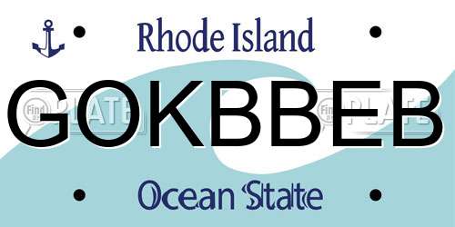 GOKBBEB Rhode Island License Plate