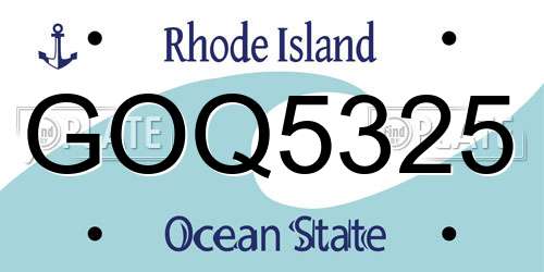 GOQ5325 Rhode Island License Plate