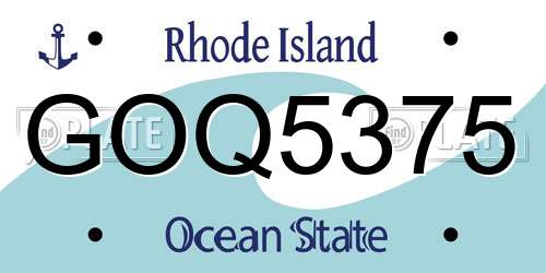 GOQ5375 Rhode Island License Plate