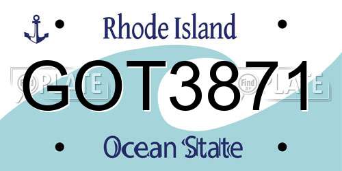 GOT3871 Rhode Island License Plate