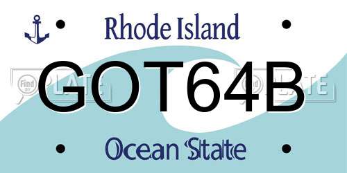 GOT64B Rhode Island License Plate
