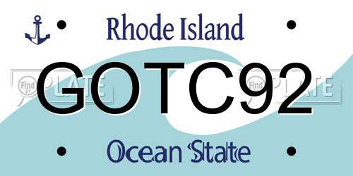 GOTC92 Rhode Island License Plate