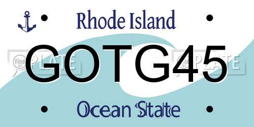 GOTG45 Rhode Island License Plate