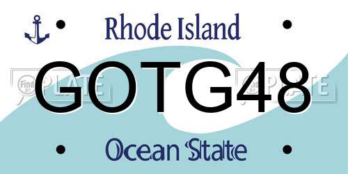 GOTG48 Rhode Island License Plate