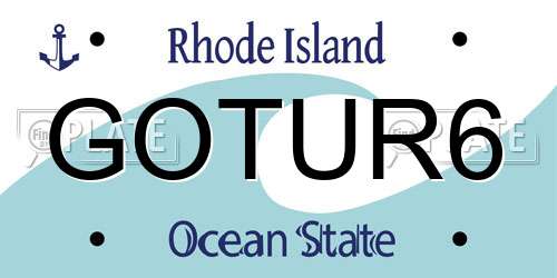 GOTUR6 Rhode Island License Plate