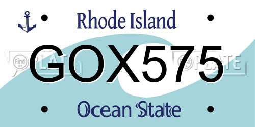 GOX575 Rhode Island License Plate