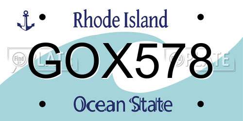 GOX578 Rhode Island License Plate