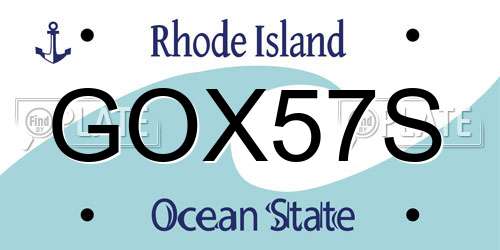 GOX57S Rhode Island License Plate