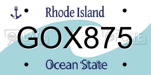 GOX875 Rhode Island License Plate