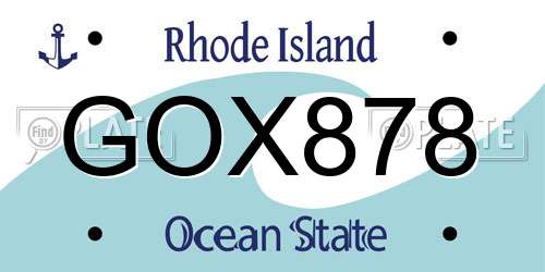GOX878 Rhode Island License Plate