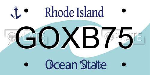 GOXB75 Rhode Island License Plate