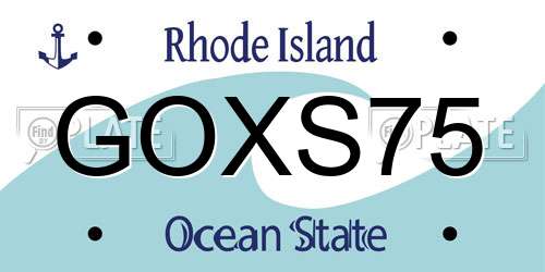 GOXS75 Rhode Island License Plate