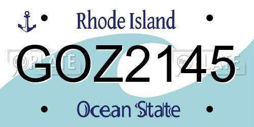 GOZ2145 Rhode Island License Plate