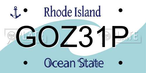 GOZ31P Rhode Island License Plate