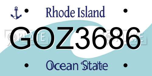 GOZ3686 Rhode Island License Plate