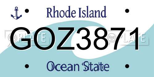GOZ3871 Rhode Island License Plate
