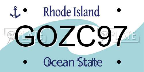 GOZC97 Rhode Island License Plate