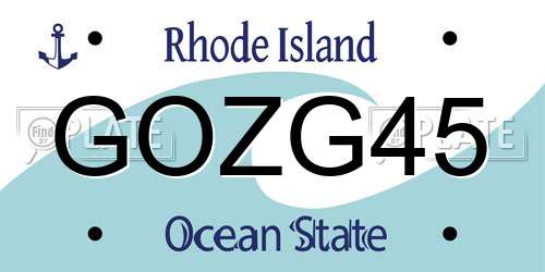 GOZG45 Rhode Island License Plate
