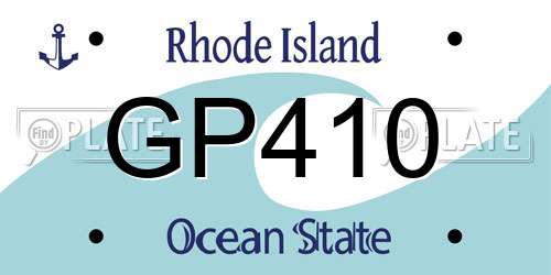 GP410 Rhode Island License Plate