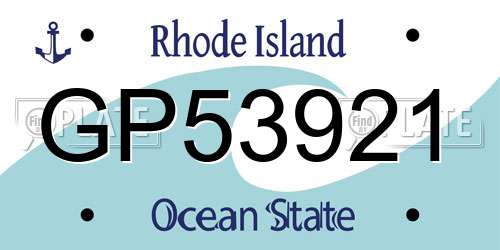 GP53921 Rhode Island License Plate