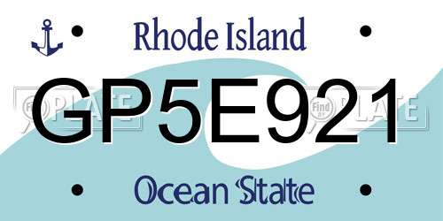 GP5E921 Rhode Island License Plate