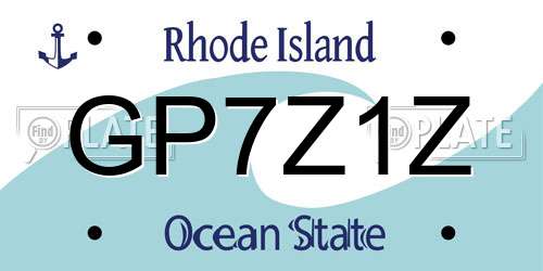 GP7Z1Z Rhode Island License Plate