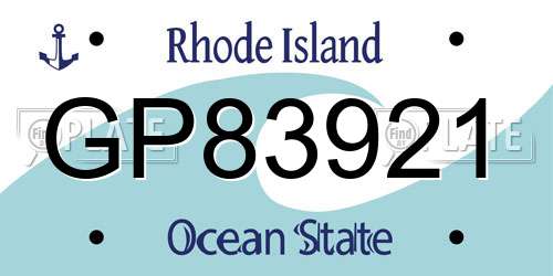 GP83921 Rhode Island License Plate