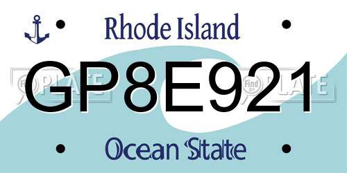 GP8E921 Rhode Island License Plate