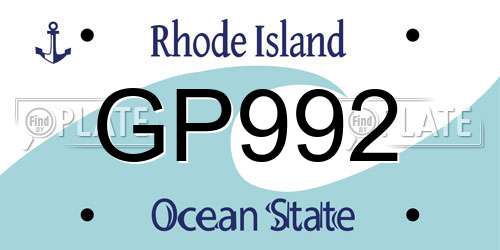 GP992 Rhode Island License Plate