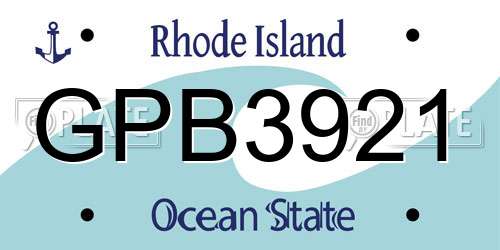 GPB3921 Rhode Island License Plate