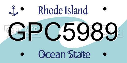 GPC5989 Rhode Island License Plate