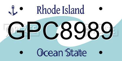 GPC8989 Rhode Island License Plate
