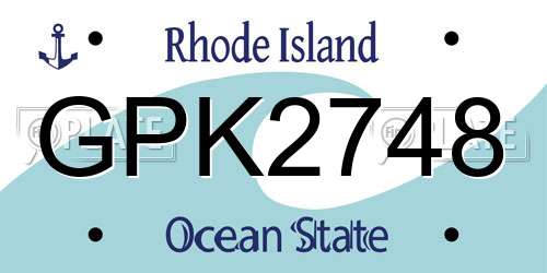 GPK2748 Rhode Island License Plate