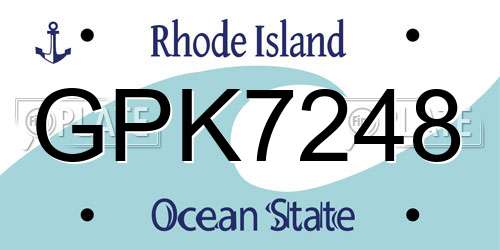 GPK7248 Rhode Island License Plate
