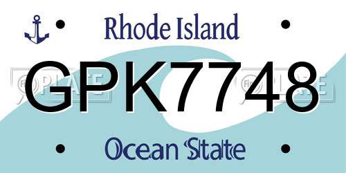 GPK7748 Rhode Island License Plate