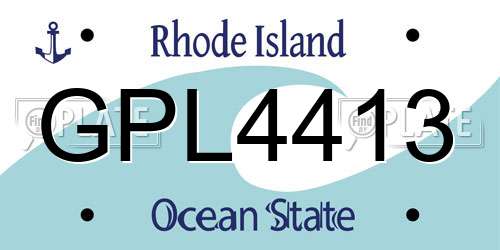GPL4413 Rhode Island License Plate