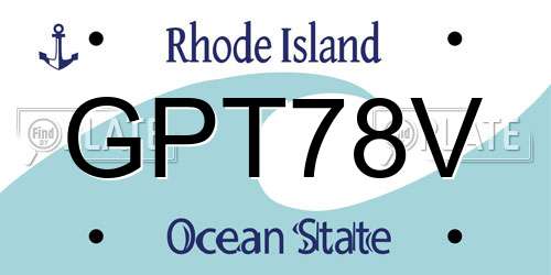 GPT78V Rhode Island License Plate