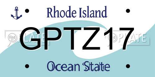 GPTZ17 Rhode Island License Plate