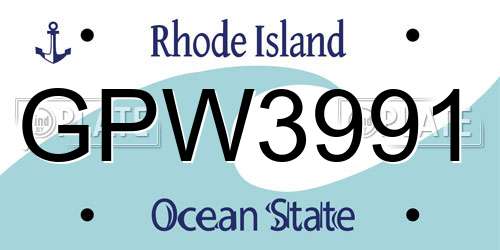 GPW3991 Rhode Island License Plate