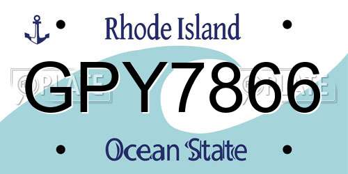 GPY7866 Rhode Island License Plate