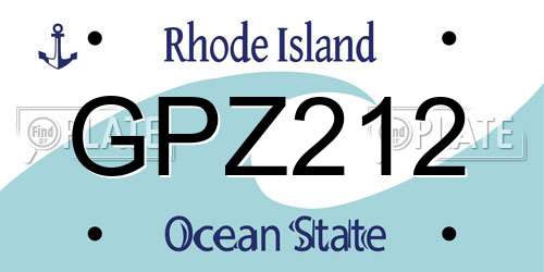 GPZ212 Rhode Island License Plate
